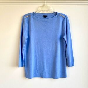 Talbots Periwinkle Blue Knit Top with Button Accents